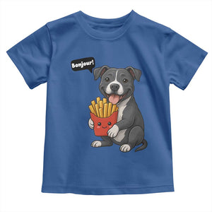 Funny Bonjour French Fries Toddler T Shirt Pitbull Dog Gift TS12 Royal Blue Print Your Wear