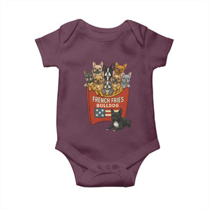Funny French Fries Bulldog Baby Onesie Dog Lover Gift TS12 Maroon Print Your Wear