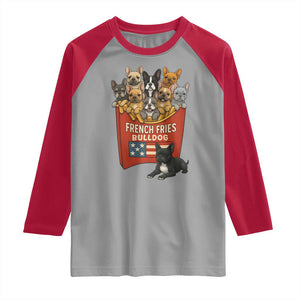 Funny French Fries Bulldog Raglan Shirt Dog Lover Gift TS12 Sport Gray Red Print Your Wear