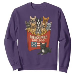 Funny French Fries Bulldog Sweatshirt Dog Lover Gift TS12 Purple Print Your Wear