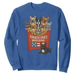 Funny French Fries Bulldog Sweatshirt Dog Lover Gift TS12 Royal Blue Print Your Wear