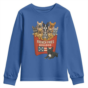 Funny French Fries Bulldog Youth Sweatshirt Dog Lover Gift TS12 Royal Blue Print Your Wear