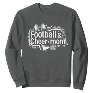 Football And Cheer Mom Quote Sweatshirt Sport Cheerleading Season Gift TS12 Dark Heather Print Your Wear