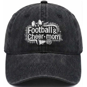 Football And Cheer Mom Quote Washed Cotton Baseball Cap Sport Cheerleading Season Gift TS12 Print Your Wear