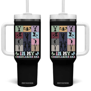 In My Cheer Mom Era Tumbler With Handle Cheerleader Squad Fan Gift TS12 One Size: 40 oz Black Print Your Wear