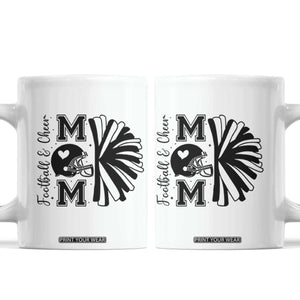 Proud Football And Cheer Mom Quote Coffee Mug Gift For Sports Season TS12 White Print Your Wear