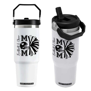 Proud Football And Cheer Mom Quote Flip Straw Tumbler Gift For Sports Season TS12 One Size: 30 oz White Print Your Wear