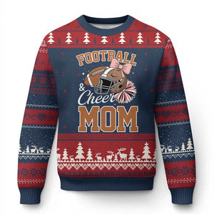 Funny Football And Cheer Mom Quote Ugly Christmas Sweater Sports Season Gift TS12 Navy Red Print Your Wear