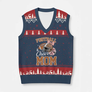 Funny Football And Cheer Mom Quote V-Neck Knit Sweater Vest Sports Season Gift TS12 Navy Red Print Your Wear
