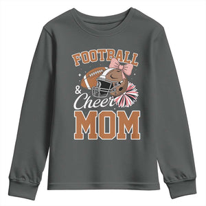 Funny Football And Cheer Mom Quote Youth Sweatshirt Sports Season Gift TS12 Dark Heather Print Your Wear