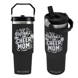 Football And Cheer Mom Quote Flip Straw Tumbler Team Supporter Gift Idea TS12 One Size: 30 oz Black Print Your Wear