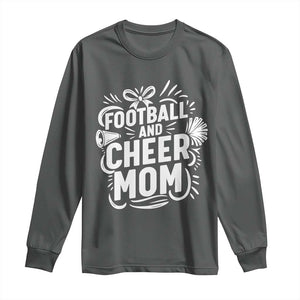 Football And Cheer Mom Quote Long Sleeve Shirt Team Supporter Gift Idea TS12 Dark Heather Print Your Wear