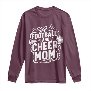 Football And Cheer Mom Quote Long Sleeve Shirt Team Supporter Gift Idea TS12 Maroon Print Your Wear