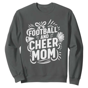 Football And Cheer Mom Quote Sweatshirt Team Supporter Gift Idea TS12 Dark Heather Print Your Wear