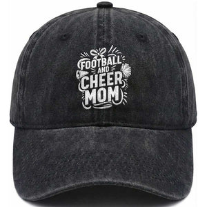 Football And Cheer Mom Quote Washed Cotton Baseball Cap Team Supporter Gift Idea TS12 Print Your Wear