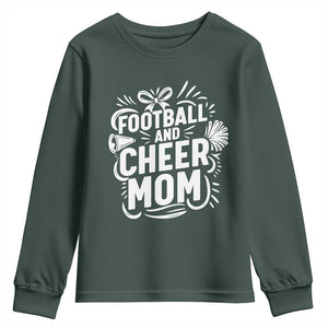 Football And Cheer Mom Quote Youth Sweatshirt Team Supporter Gift Idea TS12 Dark Forest Green Print Your Wear