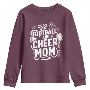 Football And Cheer Mom Quote Youth Sweatshirt Team Supporter Gift Idea TS12 Maroon Print Your Wear