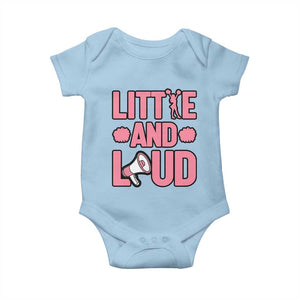 Little And Loud Quote Baby Onesie Cheerleader Girl Sports Gift TS12 Light Blue Print Your Wear