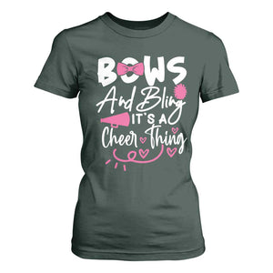 Bows And Bling Its A Cheer Thing T Shirt For Women Cheerleading Gift TS12 Dark Forest Green Print Your Wear
