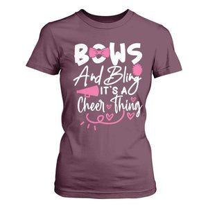 Bows And Bling Its A Cheer Thing T Shirt For Women Cheerleading Gift TS12 Maroon Print Your Wear