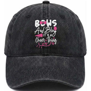 Bows And Bling Its A Cheer Thing Washed Cotton Baseball Cap Cheerleading Gift TS12 Print Your Wear