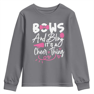 Bows And Bling Its A Cheer Thing Youth Sweatshirt Cheerleading Gift TS12 Charcoal Print Your Wear
