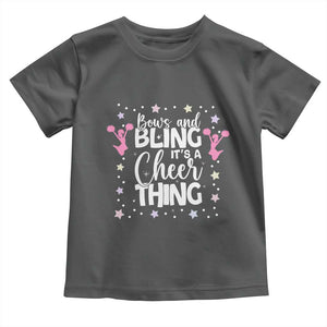 Bows And Bling Its A Cheer Thing Toddler T Shirt Cheer Mom And Cheerleader Gift TS12 Dark Heather Print Your Wear
