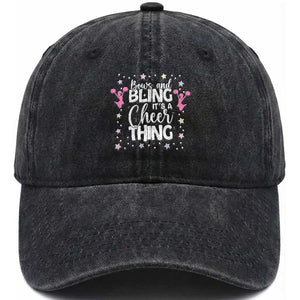 Bows And Bling Its A Cheer Thing Washed Cotton Baseball Cap Cheer Mom And Cheerleader Gift TS12 Print Your Wear