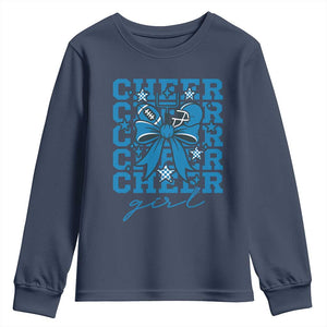 Proud Cheer Girl Youth Sweatshirt Football Team Supporter Gift TS12 Navy Print Your Wear