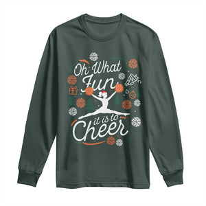 Oh What Fun It Is To Cheer Long Sleeve Shirt Funny Christmas Cheerleading Gift TS12 Dark Forest Green Print Your Wear