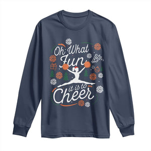 Oh What Fun It Is To Cheer Long Sleeve Shirt Funny Christmas Cheerleading Gift TS12 Navy Print Your Wear