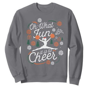 Oh What Fun It Is To Cheer Sweatshirt Funny Christmas Cheerleading Gift TS12 Charcoal Print Your Wear