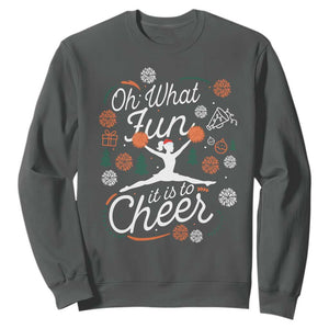 Oh What Fun It Is To Cheer Sweatshirt Funny Christmas Cheerleading Gift TS12 Dark Heather Print Your Wear