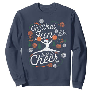 Oh What Fun It Is To Cheer Sweatshirt Funny Christmas Cheerleading Gift TS12 Navy Print Your Wear