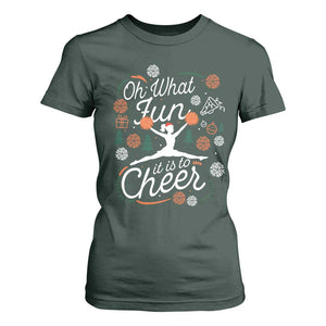 Oh What Fun It Is To Cheer T Shirt For Women Funny Christmas Cheerleading Gift TS12 Dark Forest Green Print Your Wear