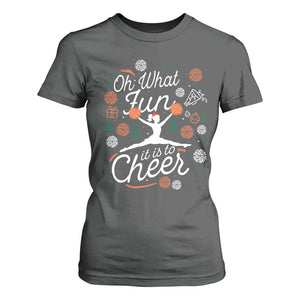 Oh What Fun It Is To Cheer T Shirt For Women Funny Christmas Cheerleading Gift TS12 Dark Heather Print Your Wear