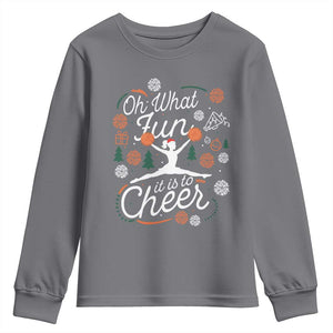 Oh What Fun It Is To Cheer Youth Sweatshirt Funny Christmas Cheerleading Gift TS12 Charcoal Print Your Wear