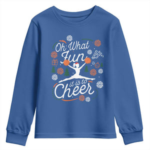 Oh What Fun It Is To Cheer Youth Sweatshirt Funny Christmas Cheerleading Gift TS12 Royal Blue Print Your Wear