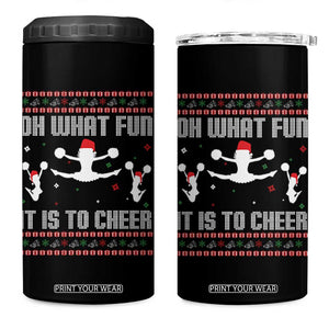 Ugly Christmas Cheerleading 4 in 1 Can Cooler Tumbler Oh What Fun It Is To Cheer Gift TS12 One Size: 16 oz Black Print Your Wear