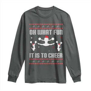 Ugly Christmas Cheerleading Long Sleeve Shirt Oh What Fun It Is To Cheer Gift TS12 Dark Heather Print Your Wear