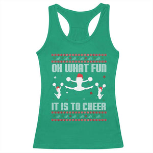 Ugly Christmas Cheerleading Racerback Tank Top Oh What Fun It Is To Cheer Gift - Print Your Wear