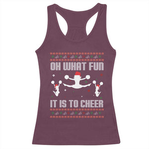 Ugly Christmas Cheerleading Racerback Tank Top Oh What Fun It Is To Cheer Gift TS12 Maroon Print Your Wear