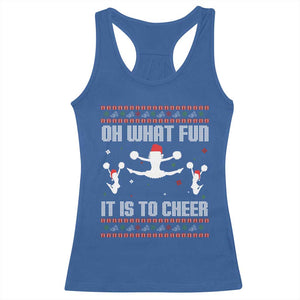 Ugly Christmas Cheerleading Racerback Tank Top Oh What Fun It Is To Cheer Gift TS12 Royal Blue Print Your Wear