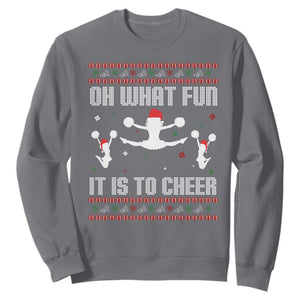 Ugly Christmas Cheerleading Sweatshirt Oh What Fun It Is To Cheer Gift TS12 Charcoal Print Your Wear