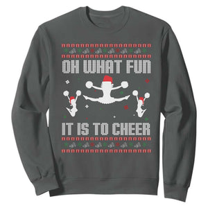 Ugly Christmas Cheerleading Sweatshirt Oh What Fun It Is To Cheer Gift TS12 Dark Heather Print Your Wear