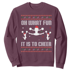 Ugly Christmas Cheerleading Sweatshirt Oh What Fun It Is To Cheer Gift TS12 Maroon Print Your Wear