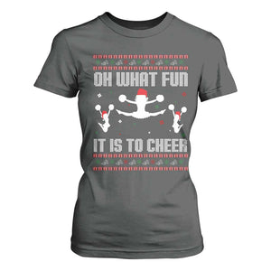 Ugly Christmas Cheerleading T Shirt For Women Oh What Fun It Is To Cheer Gift TS12 Dark Heather Print Your Wear