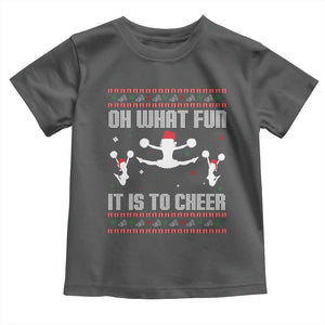 Ugly Christmas Cheerleading Toddler T Shirt Oh What Fun It Is To Cheer Gift TS12 Dark Heather Print Your Wear
