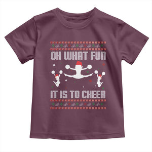 Ugly Christmas Cheerleading Toddler T Shirt Oh What Fun It Is To Cheer Gift TS12 Maroon Print Your Wear