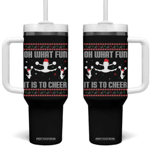 Ugly Christmas Cheerleading Tumbler With Handle Oh What Fun It Is To Cheer Gift TS12 One Size: 40 oz Black Print Your Wear